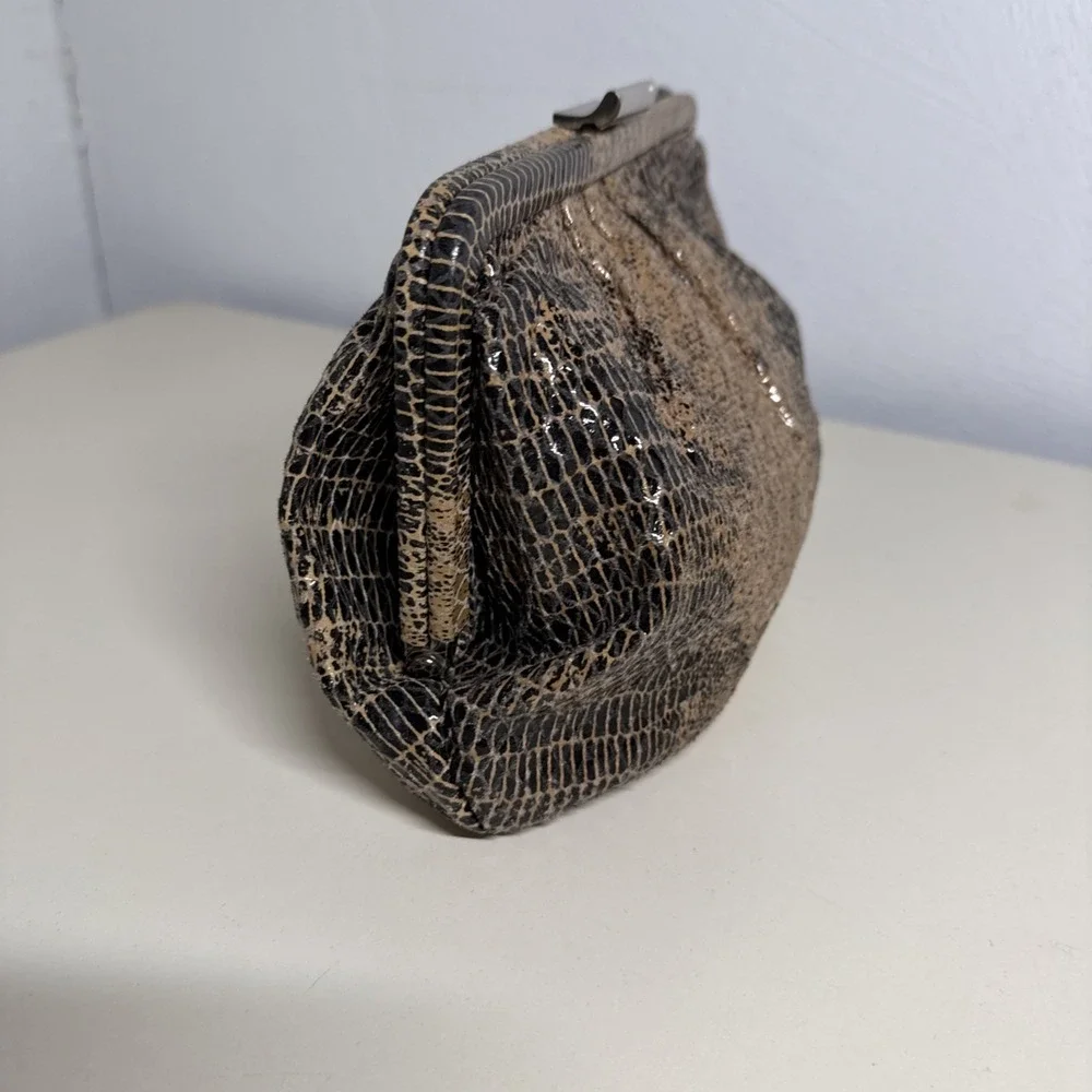 Hobo International Dove Crackle Exotic Animal Print Python Clutch Bag Small 9